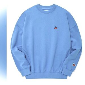 KIRSH OVERSIZED Small Cherry Sweatshirt Blue Crew Patch